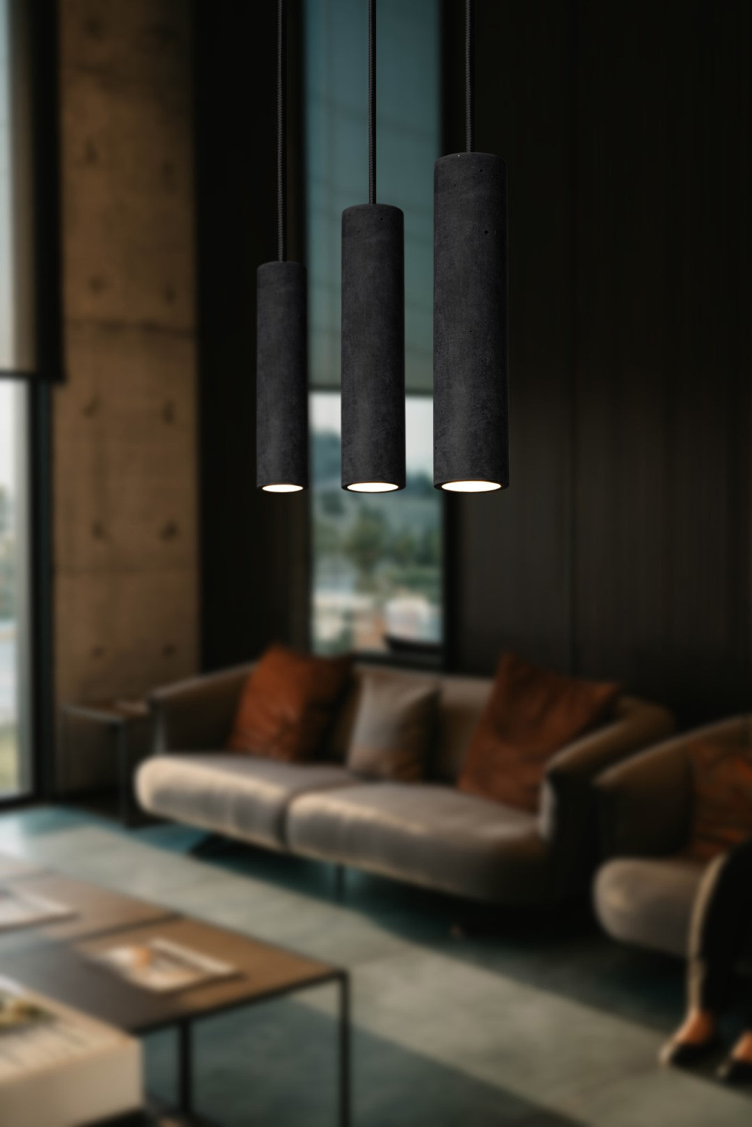 DARK GRAY Concrete Pendant Light B+B