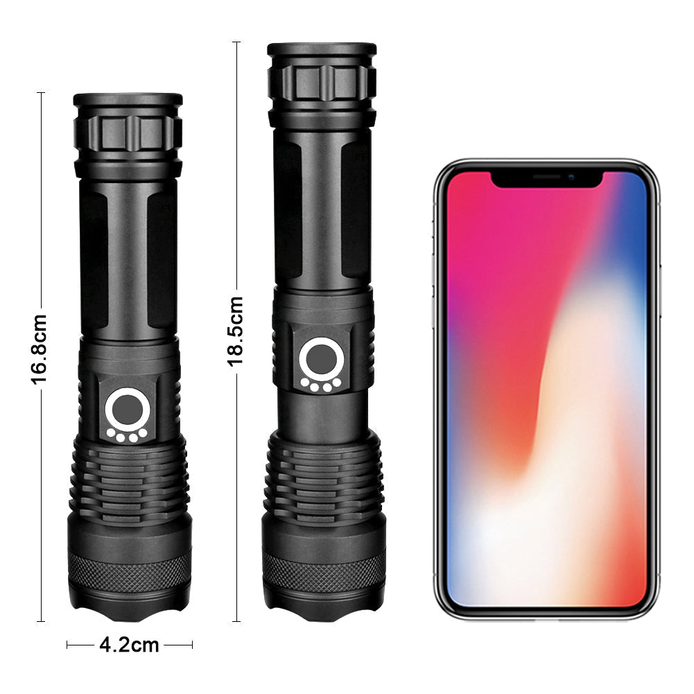 Xhp90 Zoomable Xhp99 Outdoor Beam Flashlight USB Rechargeable
